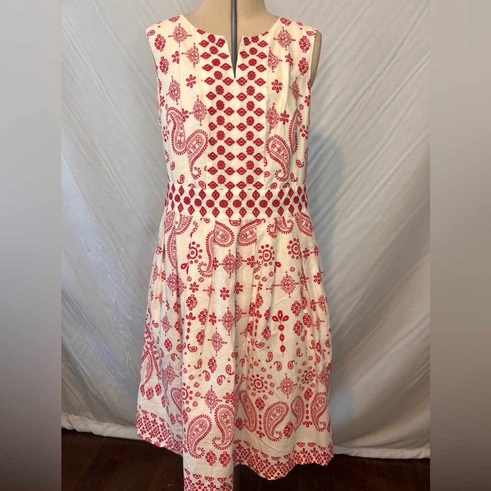 Gorgeous Talbots Red & White Embroidered Dress